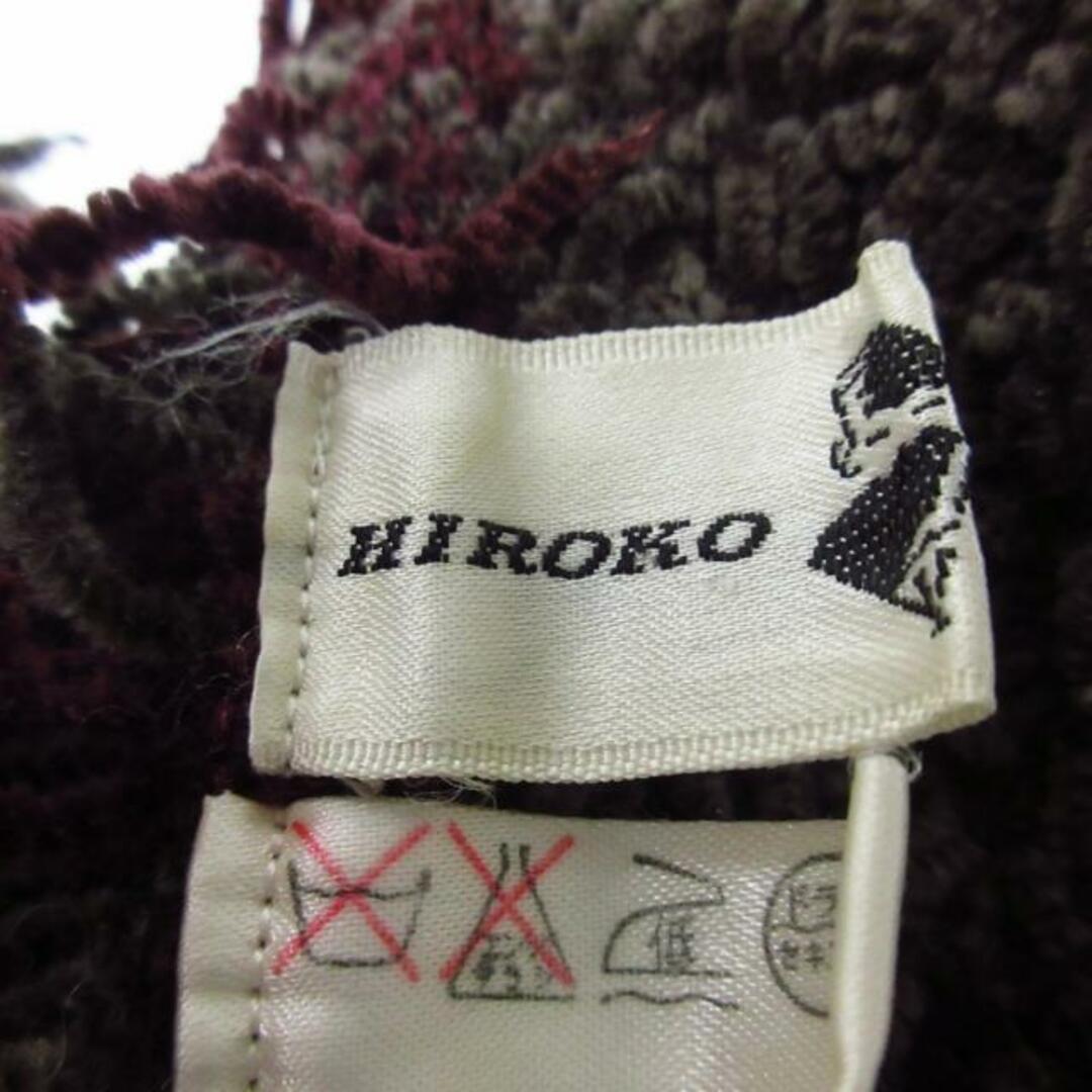 HIROKO KOSHINO(ヒロココシノ)のHIROKO KOSHINO(ヒロココシノ) ストール(ショール)美品  - ボルドー×ブラウン ボーダー アクリル×ナイロン レディースのファッション小物(マフラー/ショール)の商品写真