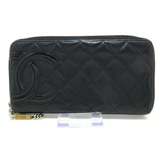 シャネル(CHANEL)のCHANEL(シャネル) 長財布 カンボンライン 黒 ラウンドファスナー ラムスキン×エナメル（レザー）(財布)