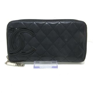 シャネル(CHANEL)のCHANEL(シャネル) 長財布 カンボンライン 黒 ラウンドファスナー ラムスキン×エナメル（レザー）(財布)