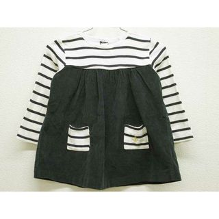 プチバトー(PETIT BATEAU)の【値下げ!】◇プチバトー/PETIT BATEAU◇81cm 長袖ワンピース 白×濃紺【中古】子供服 キッズ kids ベビー服 baby 女の子 秋 409032 onepi(ワンピース)