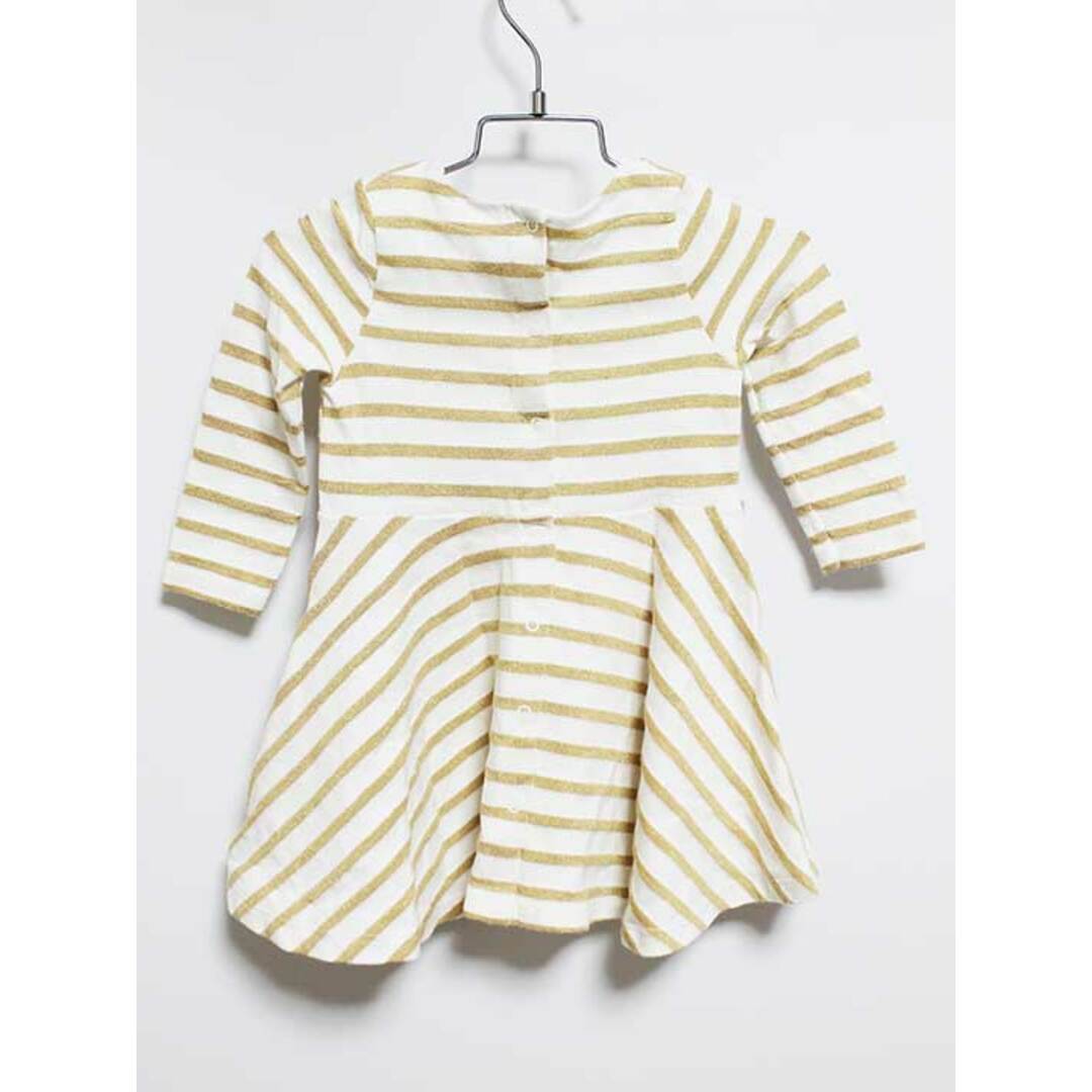 PETIT BATEAU(プチバトー)の【値下げ!】‡プチバトー/PETIT BATEAU‡81cm 長袖ワンピース 白×ゴールド【中古】子供服 キッズ kids ベビー服 baby 女の子 春秋 821132 onepi キッズ/ベビー/マタニティのベビー服(~85cm)(ワンピース)の商品写真