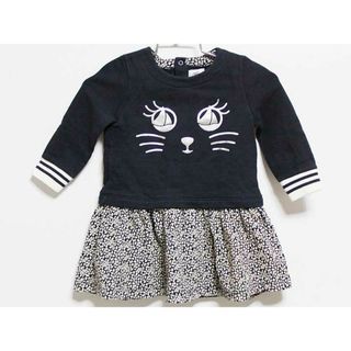 プチバトー(PETIT BATEAU)の【値下げ!】‡プチバトー/PETIT BATEAU‡74cm 長袖ワンピース 紺×ベージュ【中古】子供服 キッズ kids ベビー服 baby 女の子 春秋 703032 onepi(ワンピース)