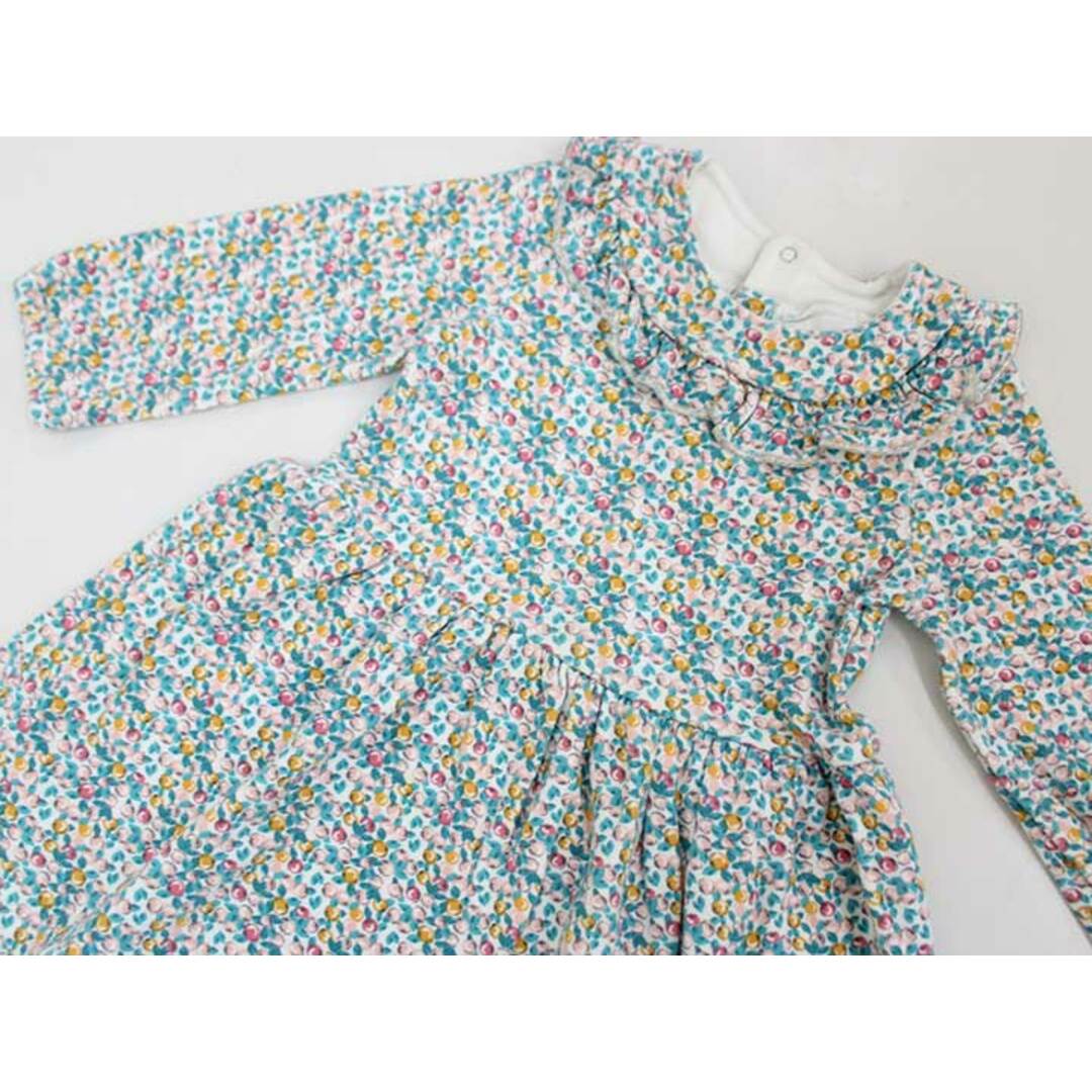 PETIT BATEAU(プチバトー)の【値下げ!】▽プチバトー/PETIT BATEAU▽86cm 長袖ワンピース 白×マルチカラー【中古】子供服 キッズ kids ベビー服 baby 女の子 春 203032 onepi キッズ/ベビー/マタニティのベビー服(~85cm)(ワンピース)の商品写真