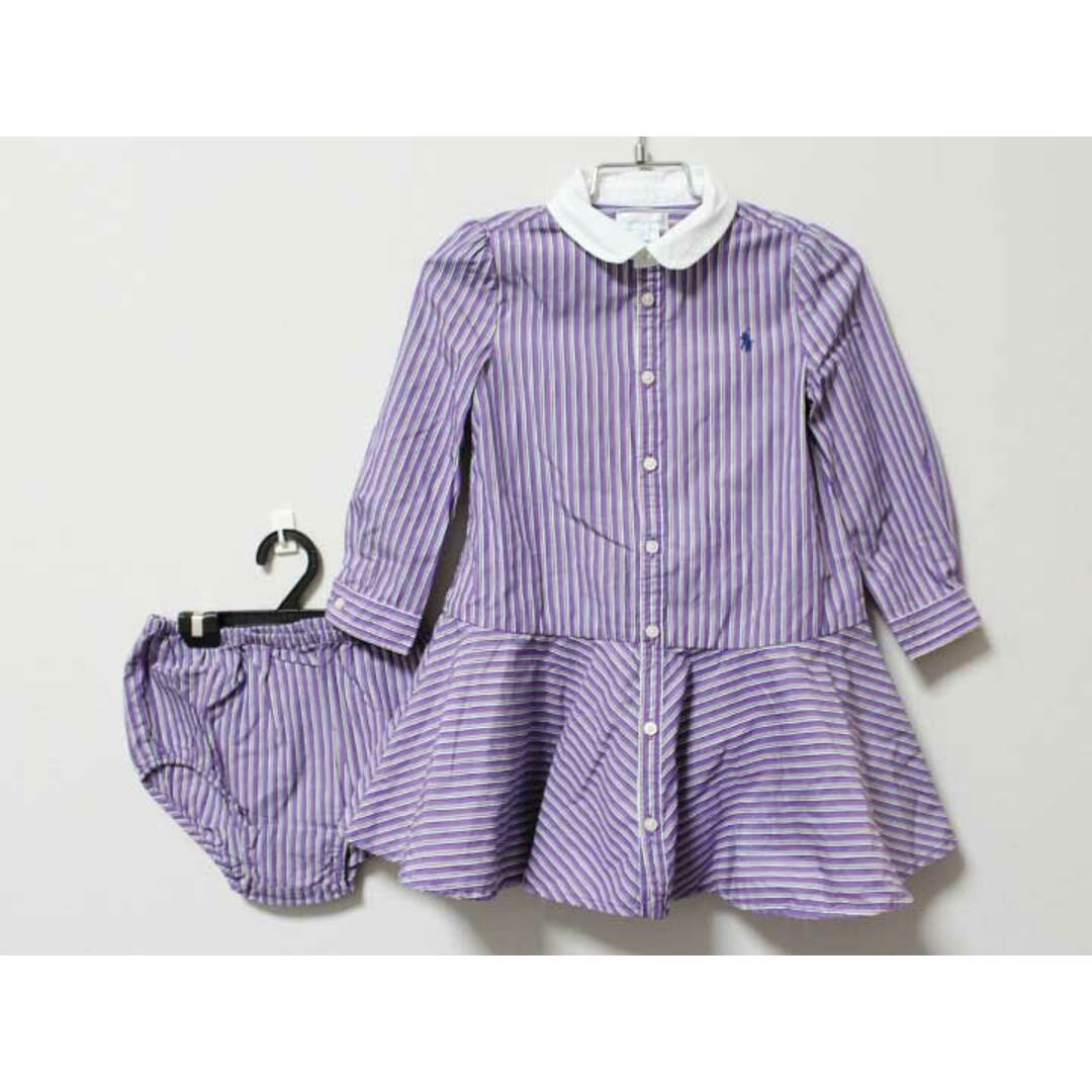 Ralph Lauren(ラルフローレン)の《ラルフローレン/Ralph Lauren》90cm 長袖シャツワンピース 紫×白系【中古】子供服 キッズ kids ベビー服 baby 女の子 春 412032 onepi キッズ/ベビー/マタニティのベビー服(~85cm)(ワンピース)の商品写真