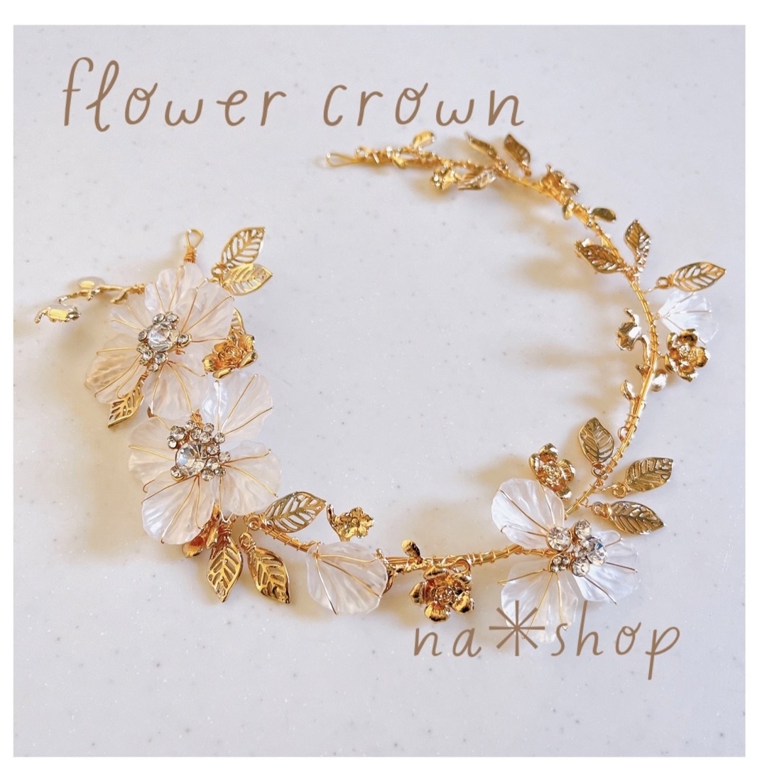 ✳︎ゴールド　ヘッドドレス　ブライダル　結婚式　髪飾り　ウェディング　花冠 レディースのヘアアクセサリー(その他)の商品写真