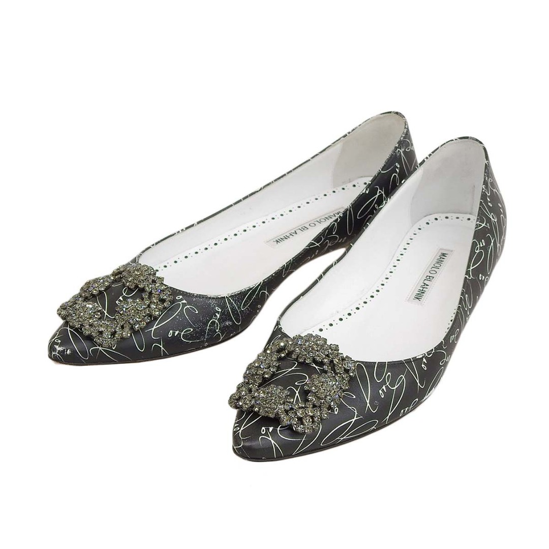 MANOLO BLAHNIK(マノロブラニク)のマノロブラニク Love ハンギシ フラット パンプス レディース ブラック MANOLO BLAHNIK 【中古】 【アパレル・小物】 レディースの靴/シューズ(ハイヒール/パンプス)の商品写真