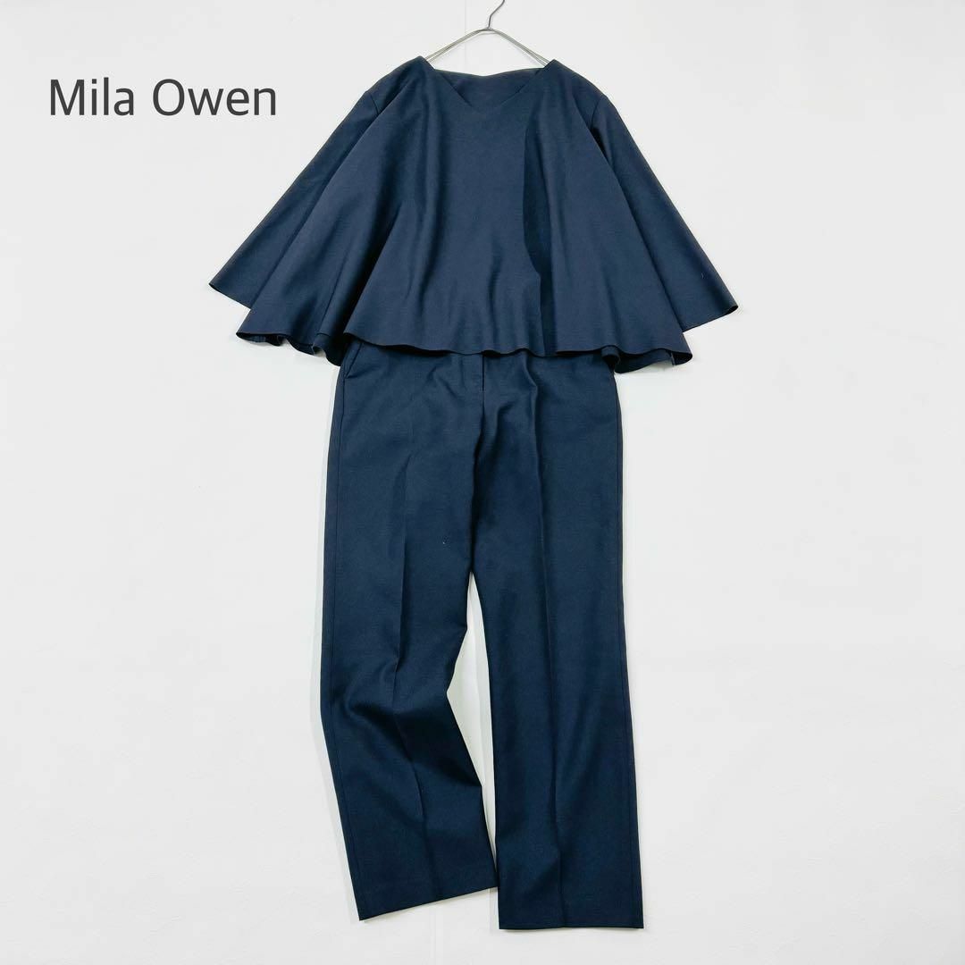 Mila Owen パンツセットアップ フレアスリーブ 紺 卒業式 入学