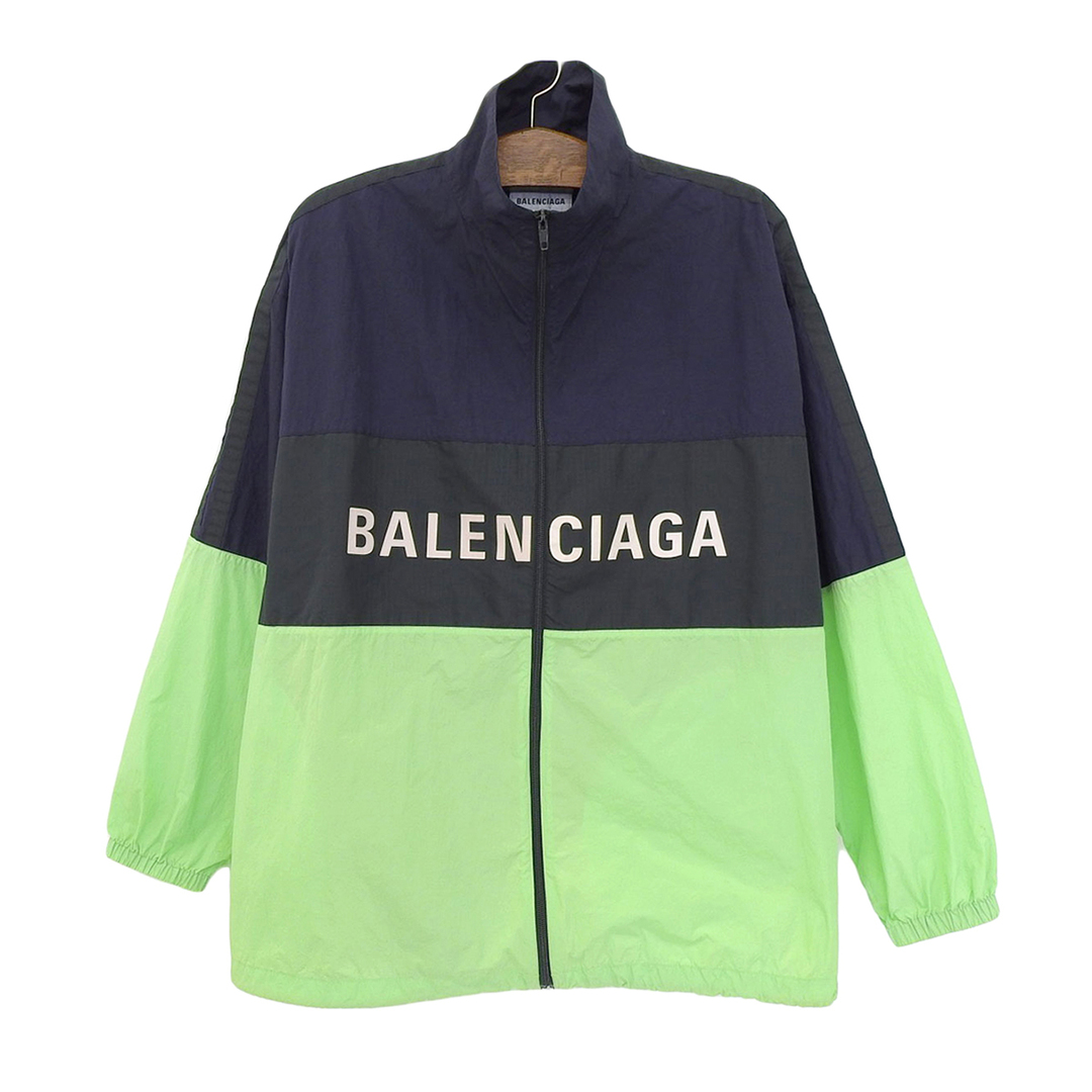 Balenciaga(バレンシアガ)のバレンシアガ ロゴ トラックジャケット 528638 レディース ネイビー ブラック ライトグリーン BALENCIAGA 【中古】 【アパレル・小物】 レディースのジャケット/アウター(その他)の商品写真