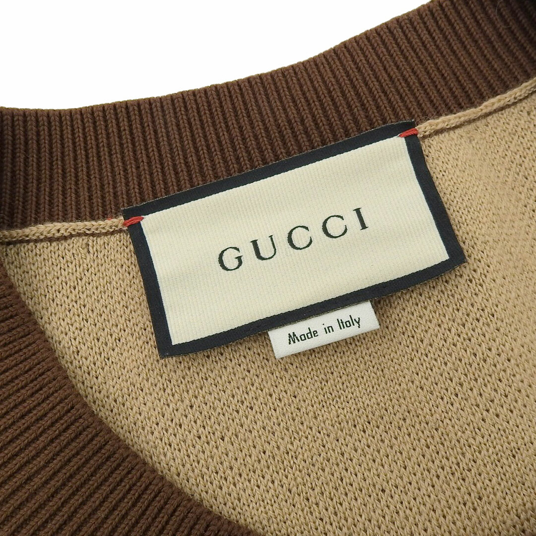 Gucci(グッチ)のグッチ クルーネック GG総柄 ニットセーター 562930 XKAKV メンズ ブラウン系 GUCCI 【中古】 【アパレル・小物】 メンズのトップス(ニット/セーター)の商品写真