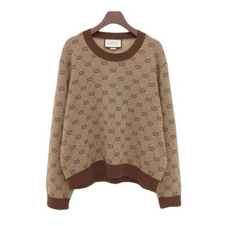 グッチ(Gucci)のグッチ クルーネック GG総柄 ニットセーター 562930 XKAKV メンズ ブラウン系 GUCCI 【中古】 【アパレル・小物】(ニット/セーター)