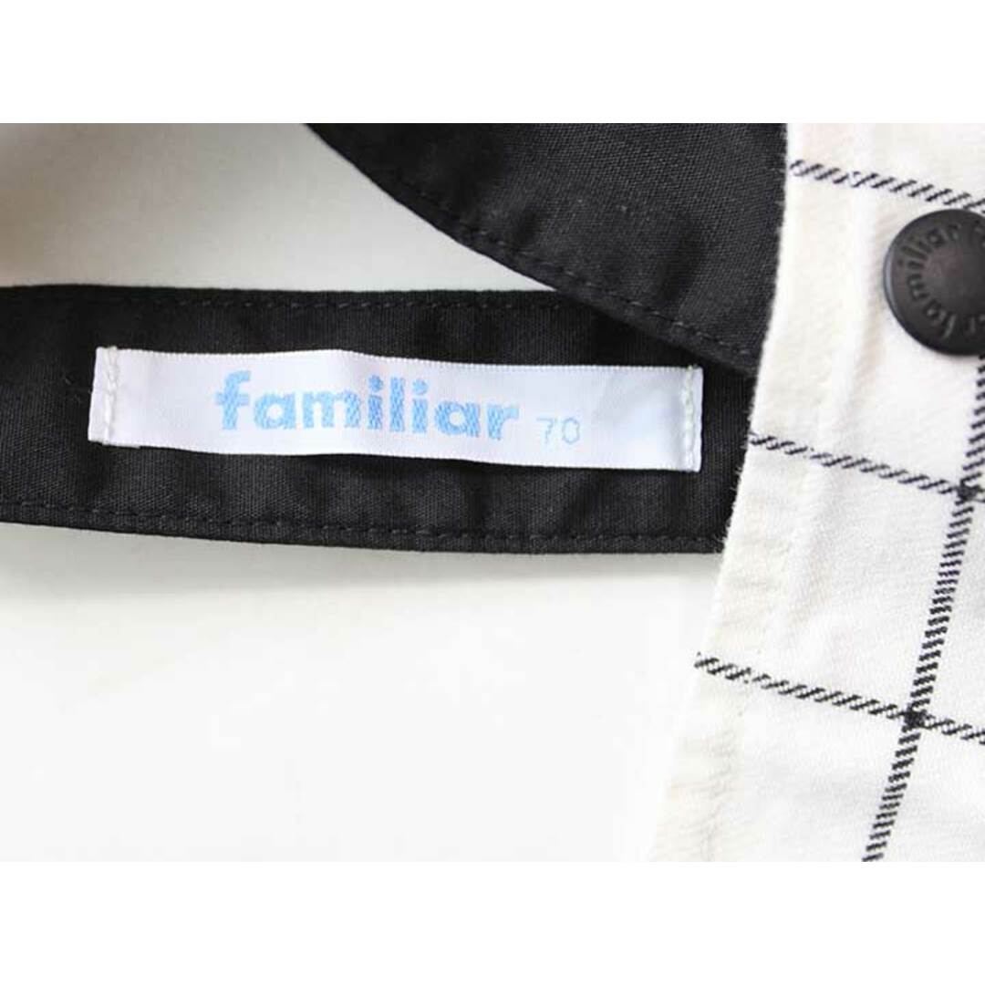 familiar(ファミリア)の【値下げ!】☆ファミリア/familiar☆70cm オーバーオール/つなぎ 白×黒 【中古】子供服 キッズ kids ベビー服 baby 男の子 女の子 春夏 123032 onepi キッズ/ベビー/マタニティのベビー服(~85cm)(その他)の商品写真