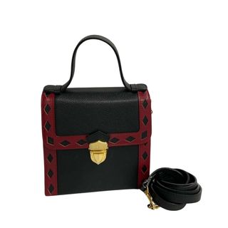 サンローラン(Saint Laurent)の未使用保管品 YVES SAINT LAURENT イヴサンローラン ロゴ 金具 カットアウト レザー 2way ショルダーバッグ ハンドバッグ ブラック 24880(ショルダーバッグ)