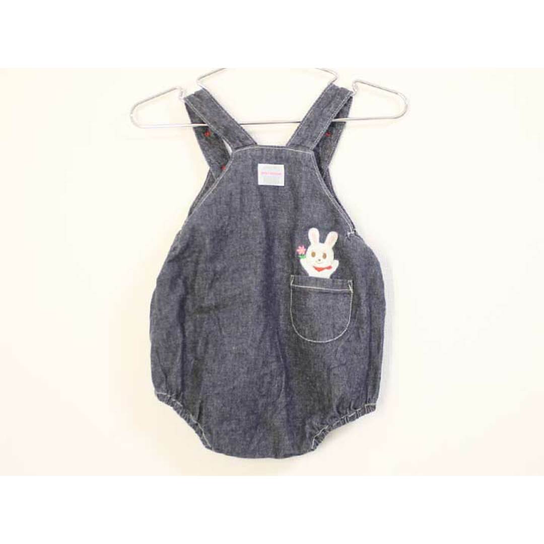 mikihouse(ミキハウス)の〓ミキハウス/mikihouse〓70-80cm ショートオール 紺×桃  【中古】子供服 キッズ kids ベビー服 baby 女の子 春夏 bottoms 612042 キッズ/ベビー/マタニティのベビー服(~85cm)(その他)の商品写真