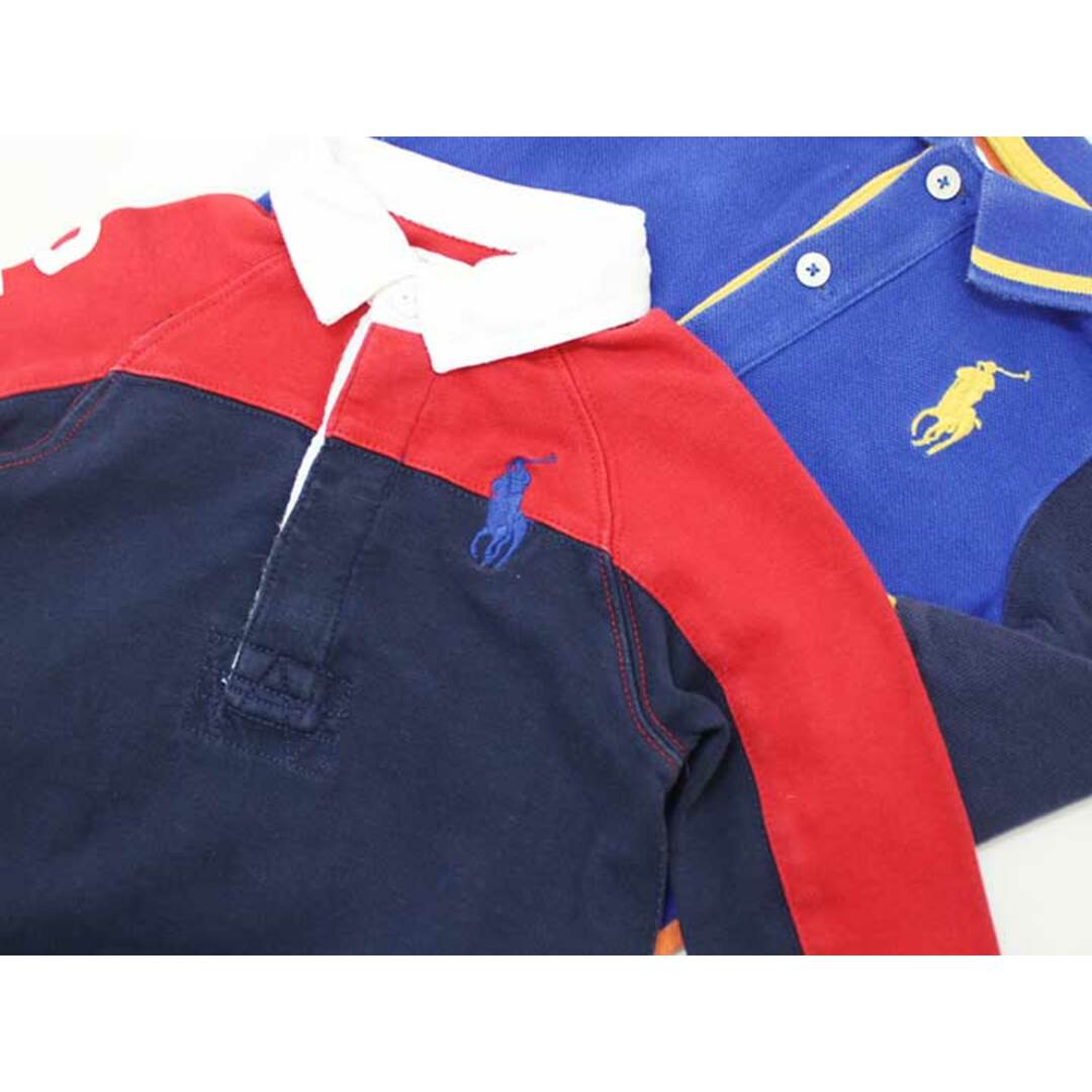 Ralph Lauren(ラルフローレン)の【値下げ!】[ラルフローレン/Ralph Lauren]75cm 長袖カバーオール/ロンパース2点set 赤×紺＆青×オレンジ系【中古】【ネット限定】子供 キッズ kids ベビー baby 男の子 春秋 323032 onepi キッズ/ベビー/マタニティのベビー服(~85cm)(カバーオール)の商品写真