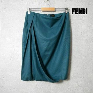 FENDI - 美品 FENDI ストレッチ ドレープ 膝丈 タイト デザイン スカート