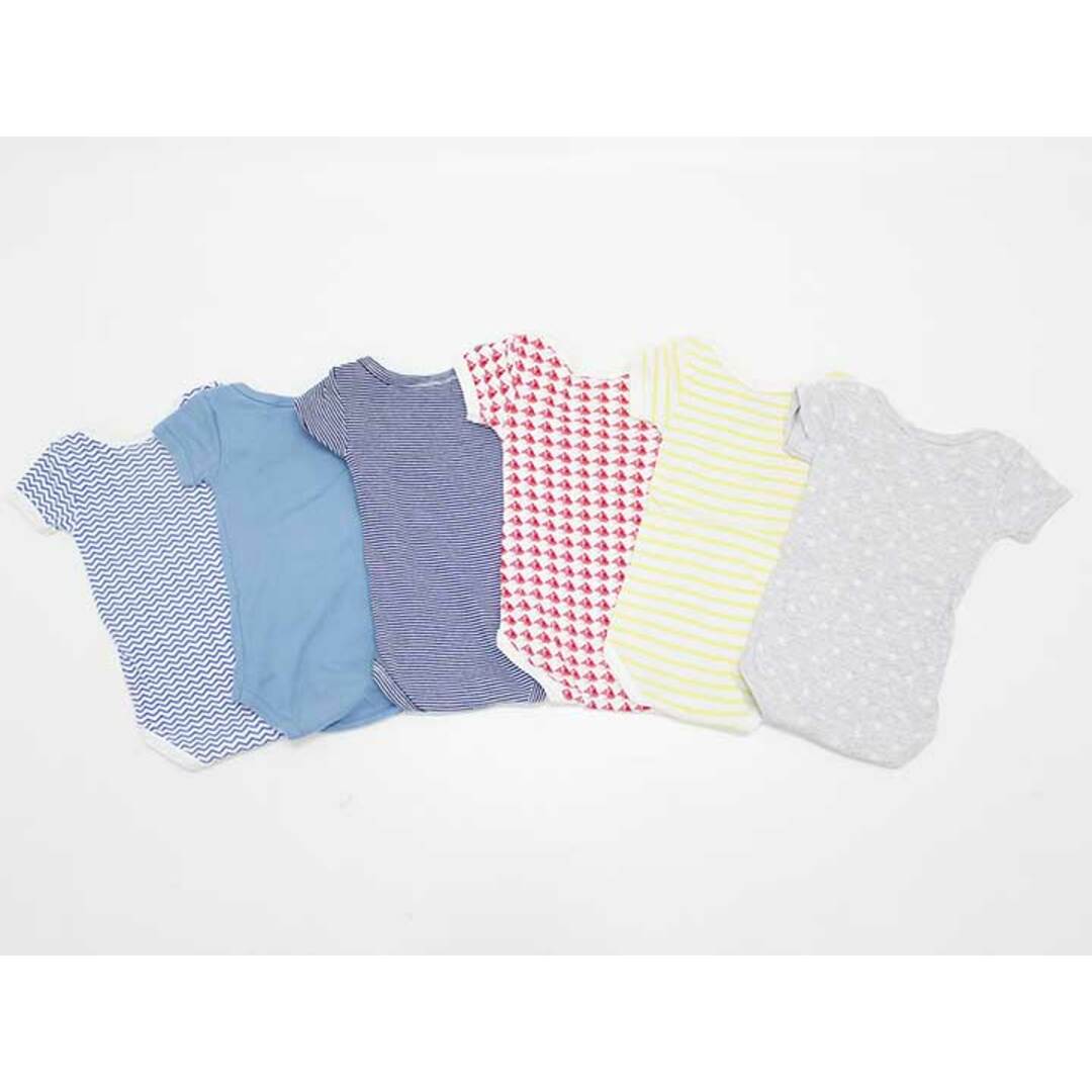 PETIT BATEAU(プチバトー)の【値下げ!】◇プチバトー/PETIT BATEAU◇60cm 半袖ロンパース/半袖カバーオール6点set ブルー＆青×白＆紺×白＆アイボリー×赤＆アイボリー×黄＆グレー【中古】【ネット限定】子供服 キッズ kids ベビー服 baby 男の子 夏 106032 onepi キッズ/ベビー/マタニティのベビー服(~85cm)(カバーオール)の商品写真