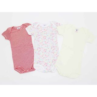 プチバトー(PETIT BATEAU)の【値下げ!】◇プチバトー/PETIT BATEAU◇67cm 半袖ロンパース/半袖カバーオール3点set 赤×白＆マルチカラー＆黄【中古】【ネット限定】子供服 キッズ kids ベビー服 baby 女の子 夏 106032 onepi(カバーオール)