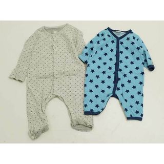 プチバトー(PETIT BATEAU)の【値下げ!】◇プチバトー/PETIT BATEAU◇60cm 長袖カバーオール/ロンパース2点set  水色×紺＆グレー×濃紺【中古】【ネット限定】子供 キッズ kids ベビー baby 男の子 春 713032 onepi(カバーオール)