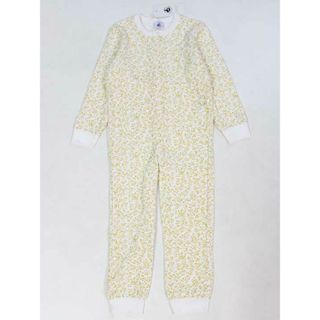 プチバトー(PETIT BATEAU)の【値下げ!】新品 未使用品☆プチバトー/PETIT BATEAU☆95cm 長袖カバーオール/ロンパース 白×黄色 裏起毛 '21年製 子供服 キッズ kids 女の子 秋冬 711132 onepi(カバーオール)