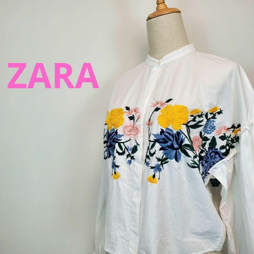 ZARA(ザラ)のZARATrafaluccollection(白色)花柄刺繍長袖シャツ袖バルーン その他のその他(その他)の商品写真