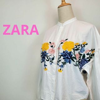 ザラ(ZARA)のZARATrafaluccollection(白色)花柄刺繍長袖シャツ袖バルーン(その他)