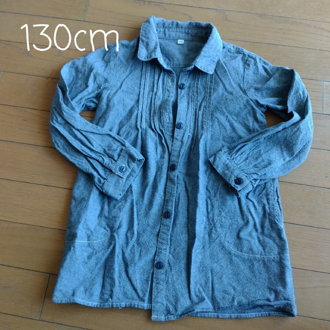 MUJI (無印良品)(ムジルシリョウヒン)のダンガリーチュニックシャツ キッズ/ベビー/マタニティのキッズ服女の子用(90cm~)(Tシャツ/カットソー)の商品写真