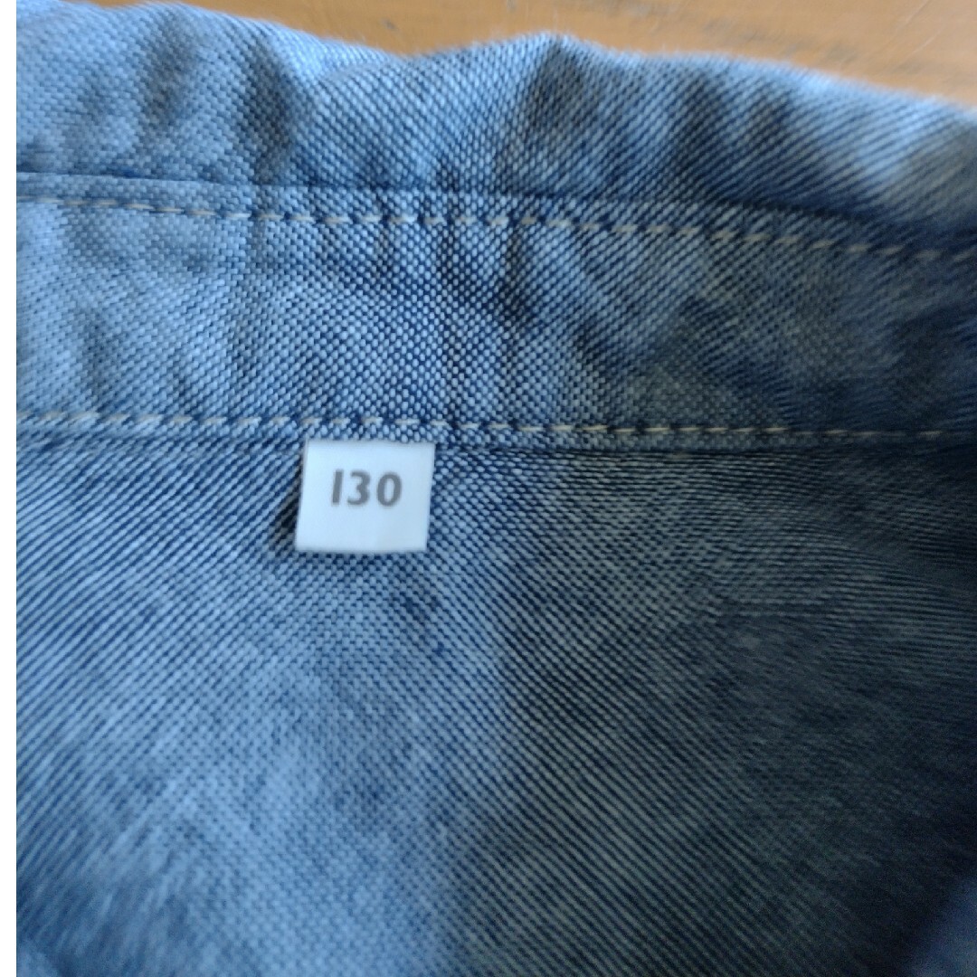 MUJI (無印良品)(ムジルシリョウヒン)のダンガリーチュニックシャツ キッズ/ベビー/マタニティのキッズ服女の子用(90cm~)(Tシャツ/カットソー)の商品写真