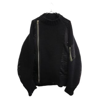 サカイ(sacai)のSacai サカイ 23SS ナイロン ツイル ニット ブルゾン ジャケット ブラック 23‐03165(フライトジャケット)