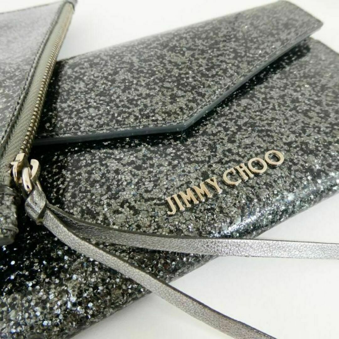 JIMMY CHOO(ジミーチュウ)の極美品 ジミーチュウ ラメ 小銭入れポーチ付き 長財布 ウォレット レディースのファッション小物(財布)の商品写真