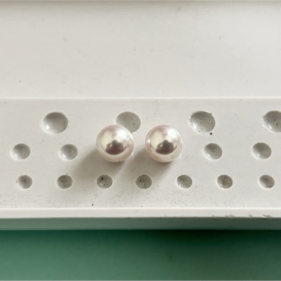 プラチナ 一粒パールピアス 7.5-8ミリ 花珠クラスの照り pt900 レディースのアクセサリー(ピアス)の商品写真