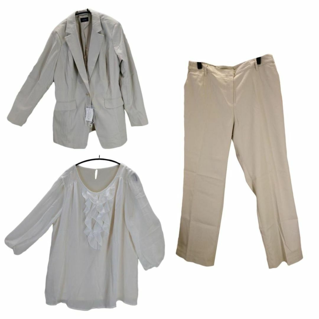 SS0173-4◇ 新品 袖口スリットジャケット ブラウス パンツ 3点セット レディースのフォーマル/ドレス(スーツ)の商品写真