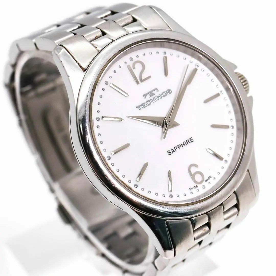 《希少》 TECHNOS 腕時計 ホワイト サファイアガラス メンズ クォーツr