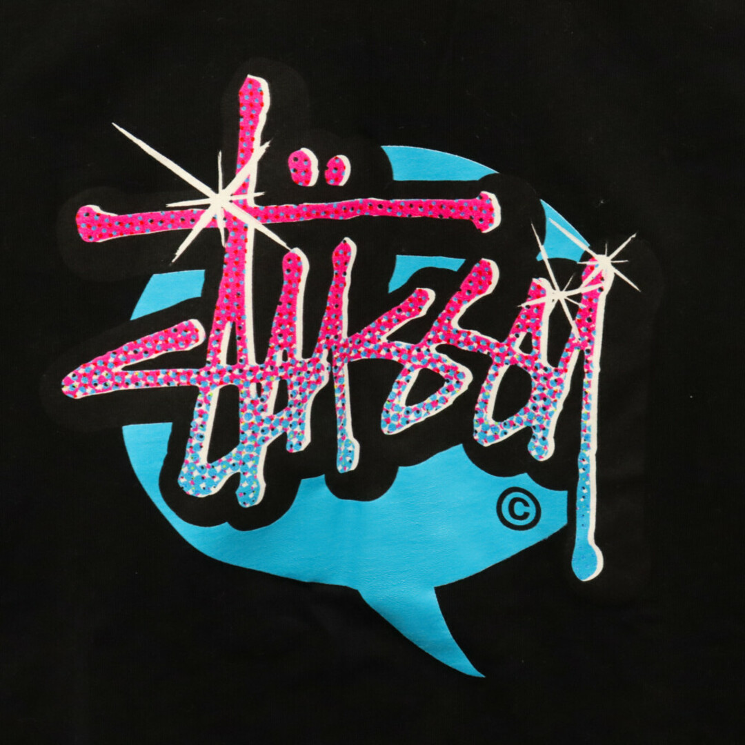 STUSSY(ステューシー)のSTUSSY ステューシー 90s OLD 吹き出しロゴ プリントデザイン 長袖クルーネックTシャツ ブラック レディース レディースのトップス(Tシャツ(長袖/七分))の商品写真