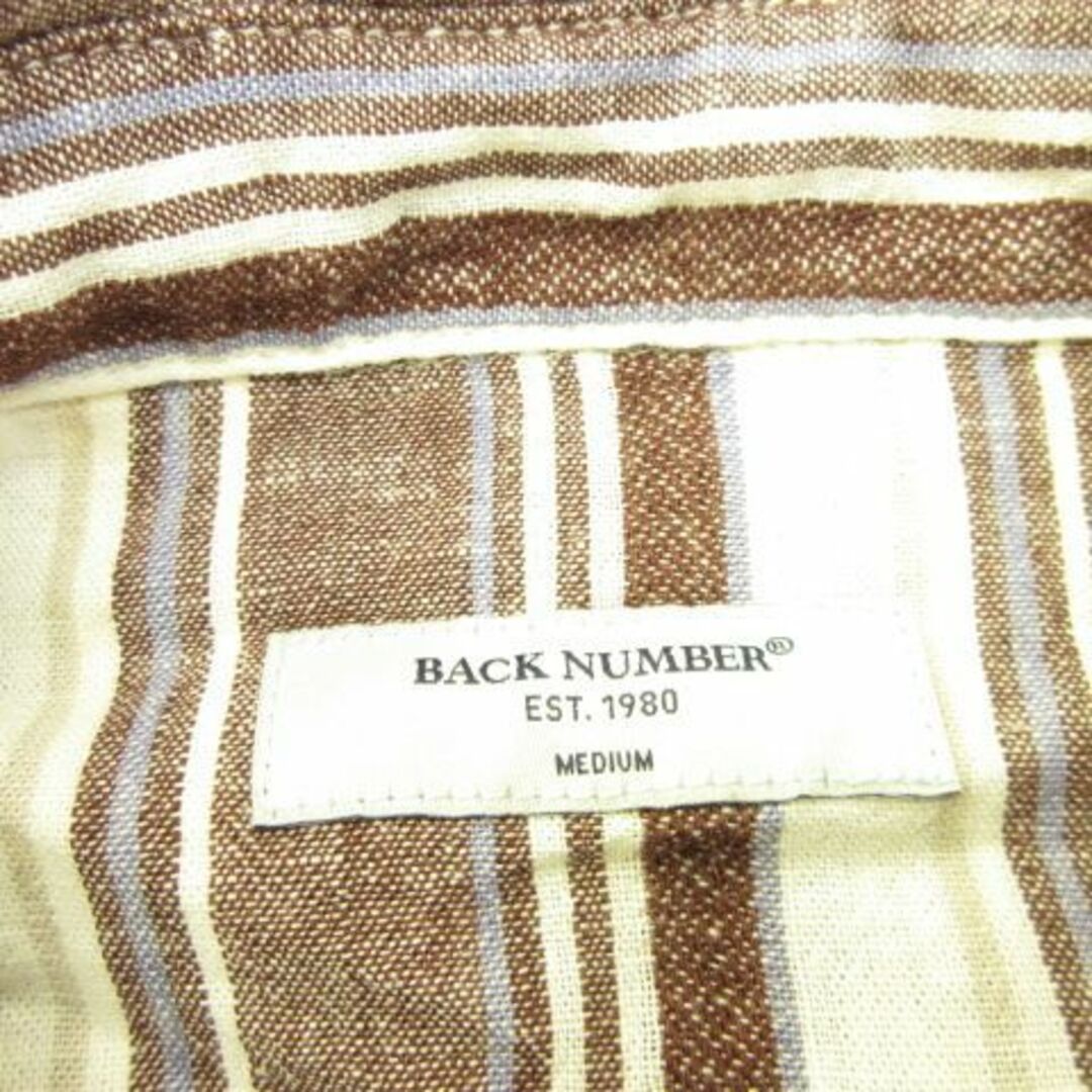 BACK NUMBER(バックナンバー)のバックナンバー BACK NUMBER ワークシャツ ストライプ 茶 M レディースのトップス(シャツ/ブラウス(長袖/七分))の商品写真