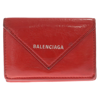 バレンシアガ(Balenciaga)のBALENCIAGA バレンシアガ ペーパーミニウォレット レザー三つ折り財布 レッド 391446(折り財布)