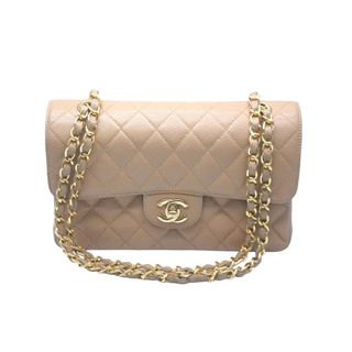 シャネル(CHANEL)の極美品 CHANEL マトラッセ Wフラップ チェーンショルダー キャビアスキン 6番台 23cm ショルダーバッグ ベージュ ゴールド金具 中古 61101(ハンドバッグ)