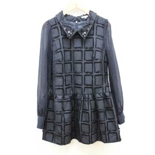 TO BE CHIC - 【春物新入荷】■TO BE CHIC/トゥー ビー シック■レース切替ワンピース/ビジュー/長袖 ブラック/黒 レディース 42【中古】 春夏 onepi 722042