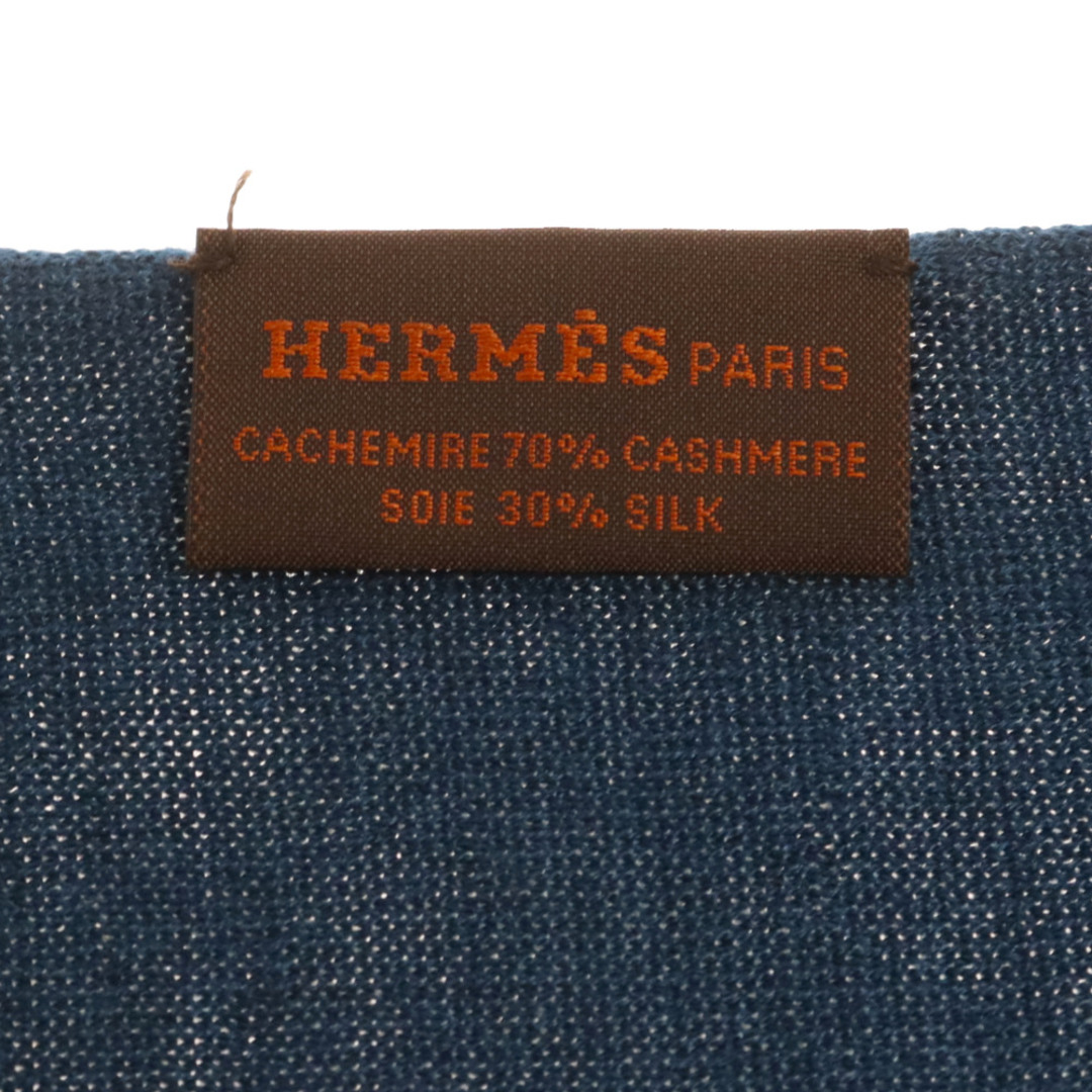 Hermes(エルメス)のHERMES エルメス カシミヤ ロゴイニシャル バイカラー マフラー ブルー メンズのファッション小物(マフラー)の商品写真