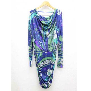 EMILIO PUCCI - 【春物 新入荷】★EMILIO PUCCI/エミリオプッチ★プッチ柄ワンピース/おしゃれ/カットソーワンピース/長袖/膝丈 ブルー×グリーン×パープル/青×緑×紫 レディース 34【中古】春秋 022042