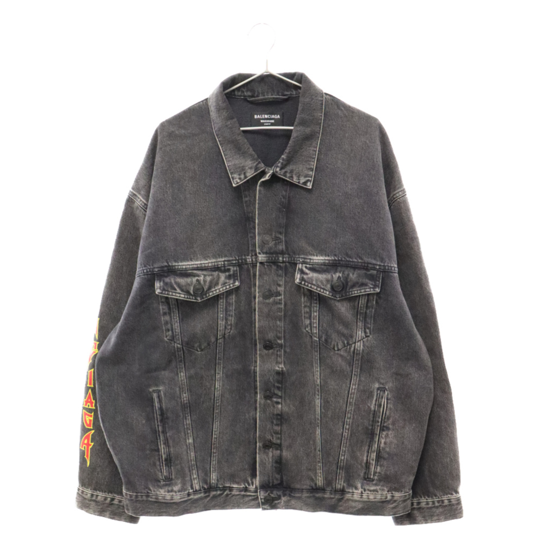 Balenciaga(バレンシアガ)のBALENCIAGA バレンシアガ 22SS METAL LOGO OVERSIZE WASHED DENIM JACKET メタルロゴ オーバーサイズ ウォッシュド デニムジャケット ブラック 694504 TBP47 メンズのジャケット/アウター(Gジャン/デニムジャケット)の商品写真