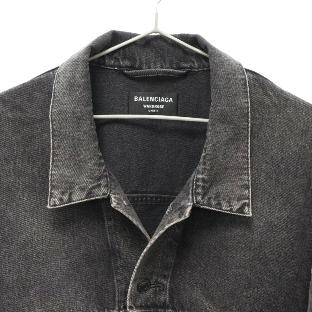 Balenciaga(バレンシアガ)のBALENCIAGA バレンシアガ 22SS METAL LOGO OVERSIZE WASHED DENIM JACKET メタルロゴ オーバーサイズ ウォッシュド デニムジャケット ブラック 694504 TBP47 メンズのジャケット/アウター(Gジャン/デニムジャケット)の商品写真