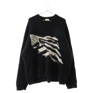 セリーヌ(celine)のCELINE セリーヌ BOXY FLAG SWEATER IN MOHAIR KNIT モヘア混 フラッグ ボクシー クルーネック ニットセーター ブラック 2AB05599S(ニット/セーター)