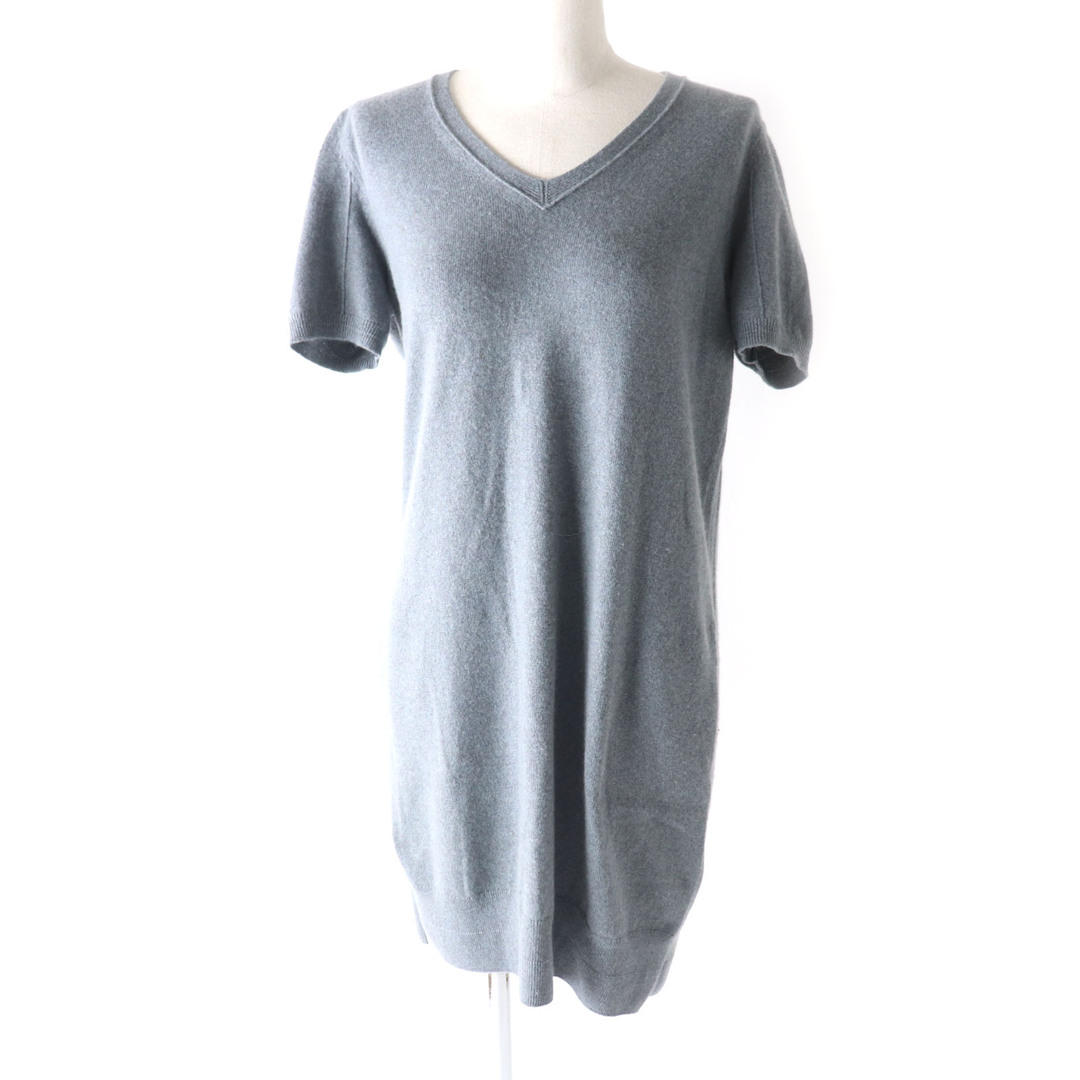 Loro Piana - 極美品 Loro Piana ロロピアーナ FAF4260 ベビーカシミヤ100％ Vネック 半袖 膝丈 ニットワンピース グレー 40 イタリア製 正規品 レディース