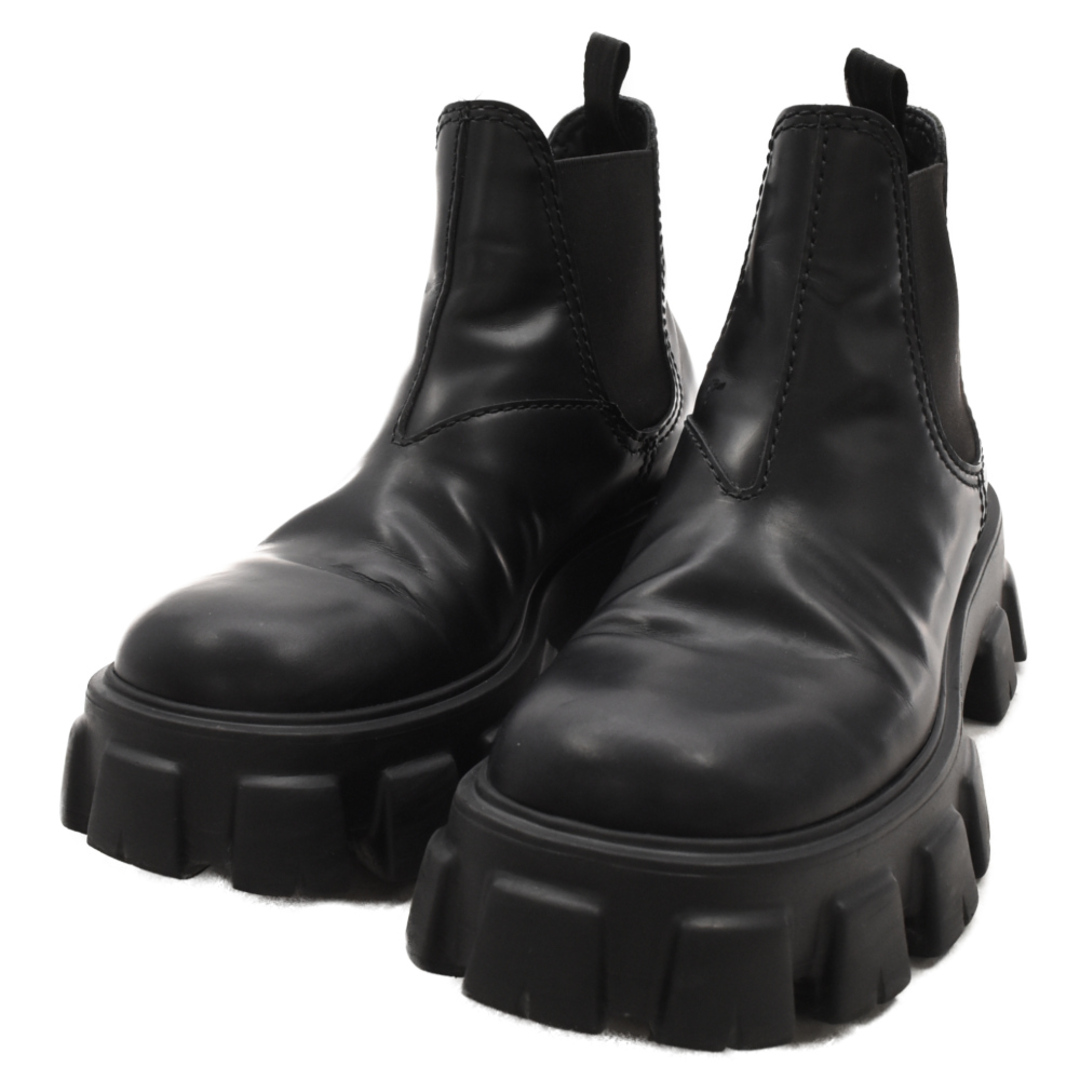 PRADA(プラダ)のPRADA プラダ ブラッシュドレザーモノリスアンクルブーツ ブラック サイズ5 メンズの靴/シューズ(ブーツ)の商品写真