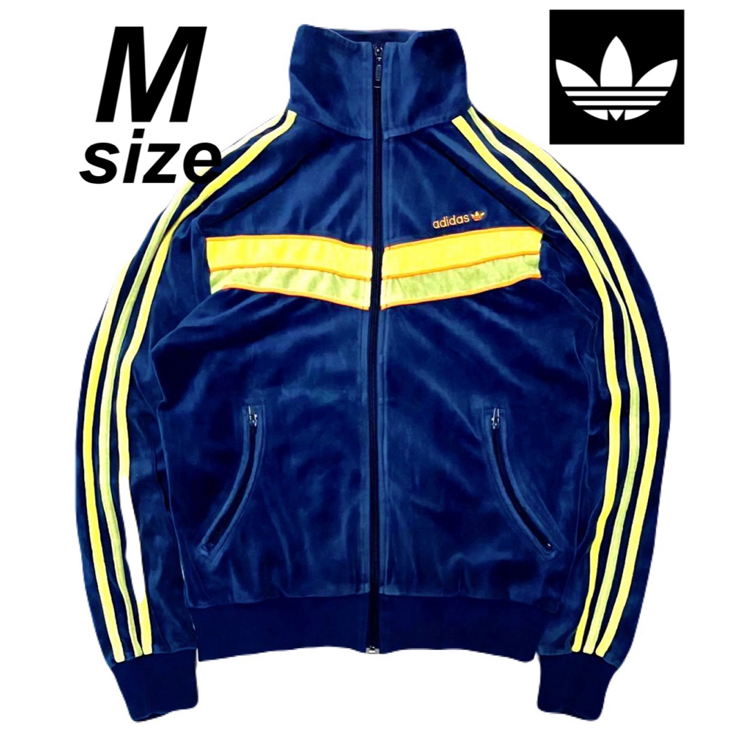 adidas(アディダス)のアディダス オリジナルス ヴィンテージ 紺 ベロア ジャージ パーカー ブルゾン メンズのトップス(ジャージ)の商品写真