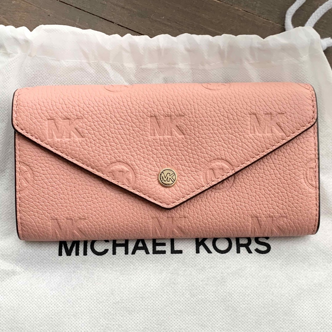 Michael Kors(マイケルコース)の新品未使用 マイケルコース 長財布 フラップ レザー ピンク　プリムローズ レディースのファッション小物(財布)の商品写真