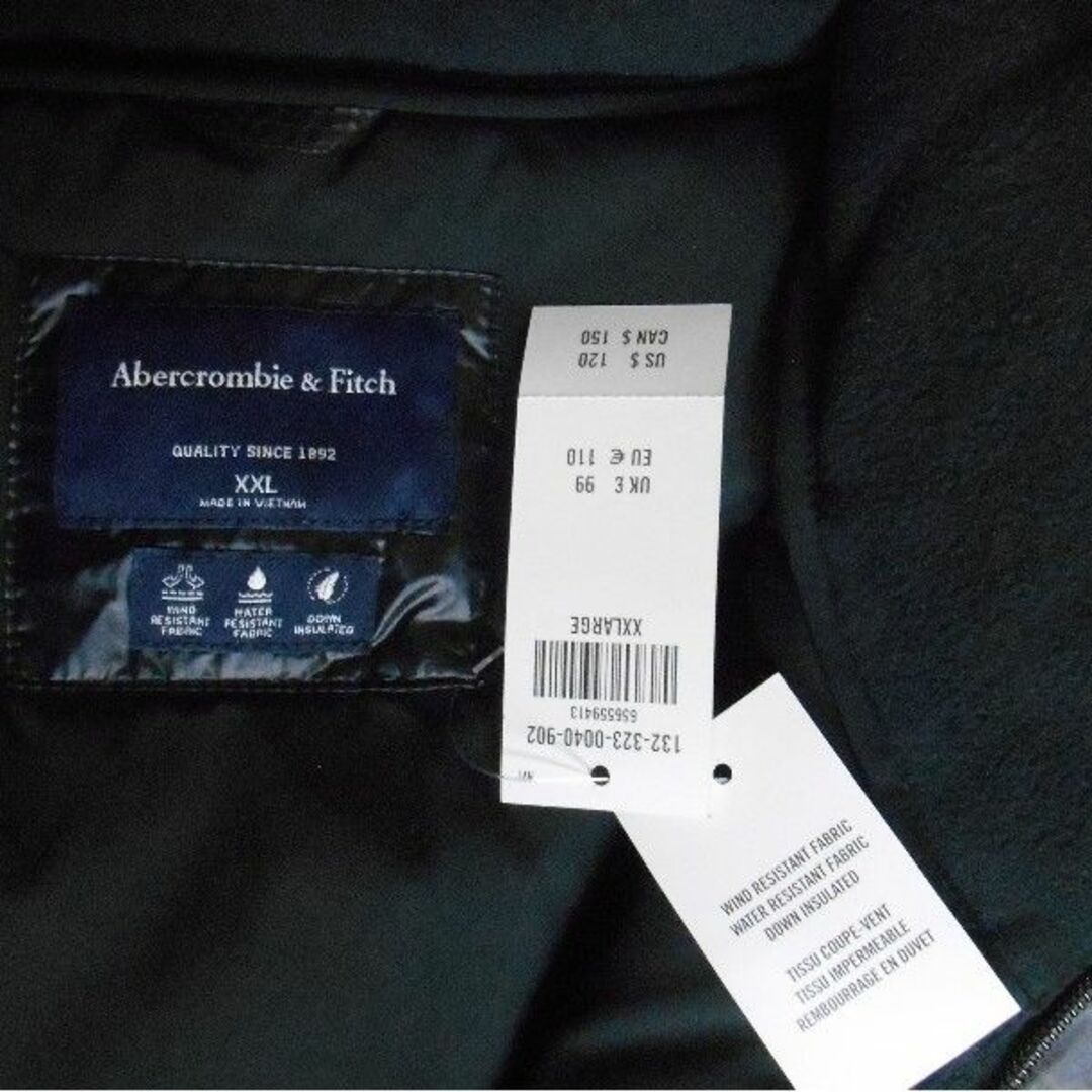 Abercrombie&Fitch(アバクロンビーアンドフィッチ)のアバクロ*US:XXL/シャイニー_BL/胸パッチライトダウンベスト メンズのジャケット/アウター(ダウンベスト)の商品写真