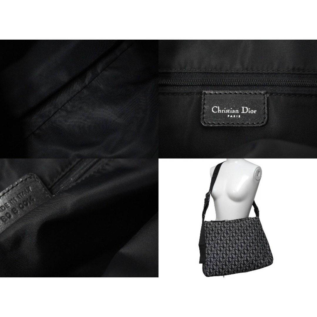 限定モデル Christian Dior クリスチャンディオール ショルダーバッグ トロッター 02RU 1004 ブラック グレー シルバー金具 美品  61106