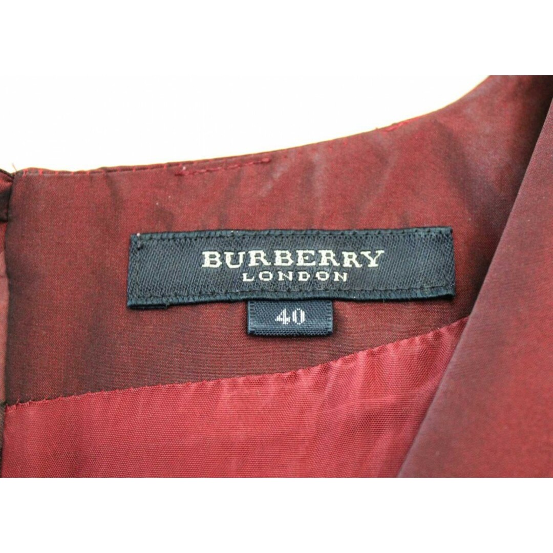 BURBERRY(バーバリー)の●BURBERRY LONDON/バーバリーリンドン●インナー付ワンピース/半袖/膝丈 ワインレッド レディース 40【中古】春夏 422032 onepi レディースのワンピース(その他)の商品写真