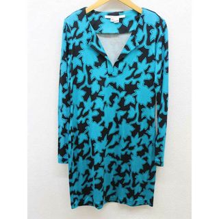 ダイアンフォンファステンバーグ(DIANE von FURSTENBERG)の【春物 新入荷】‡DIANE von FURSTENBERG/ダイアンフォンファステンバーグ‡総柄シルクワンピース/長袖 ブルー×ブラック/青×黒 レディース 2【中古】春夏 512042(その他)